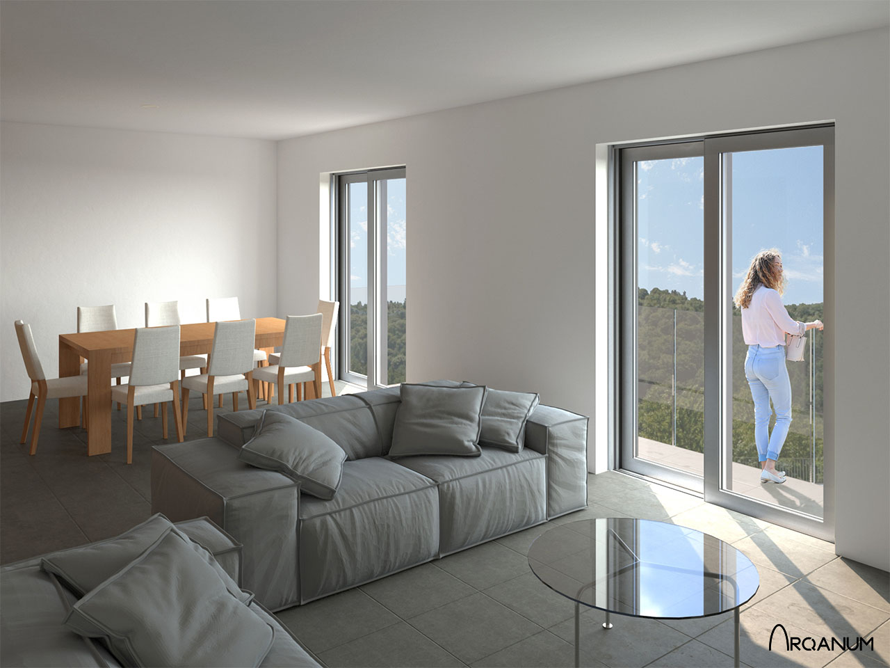 Social housing in Beizama, living room